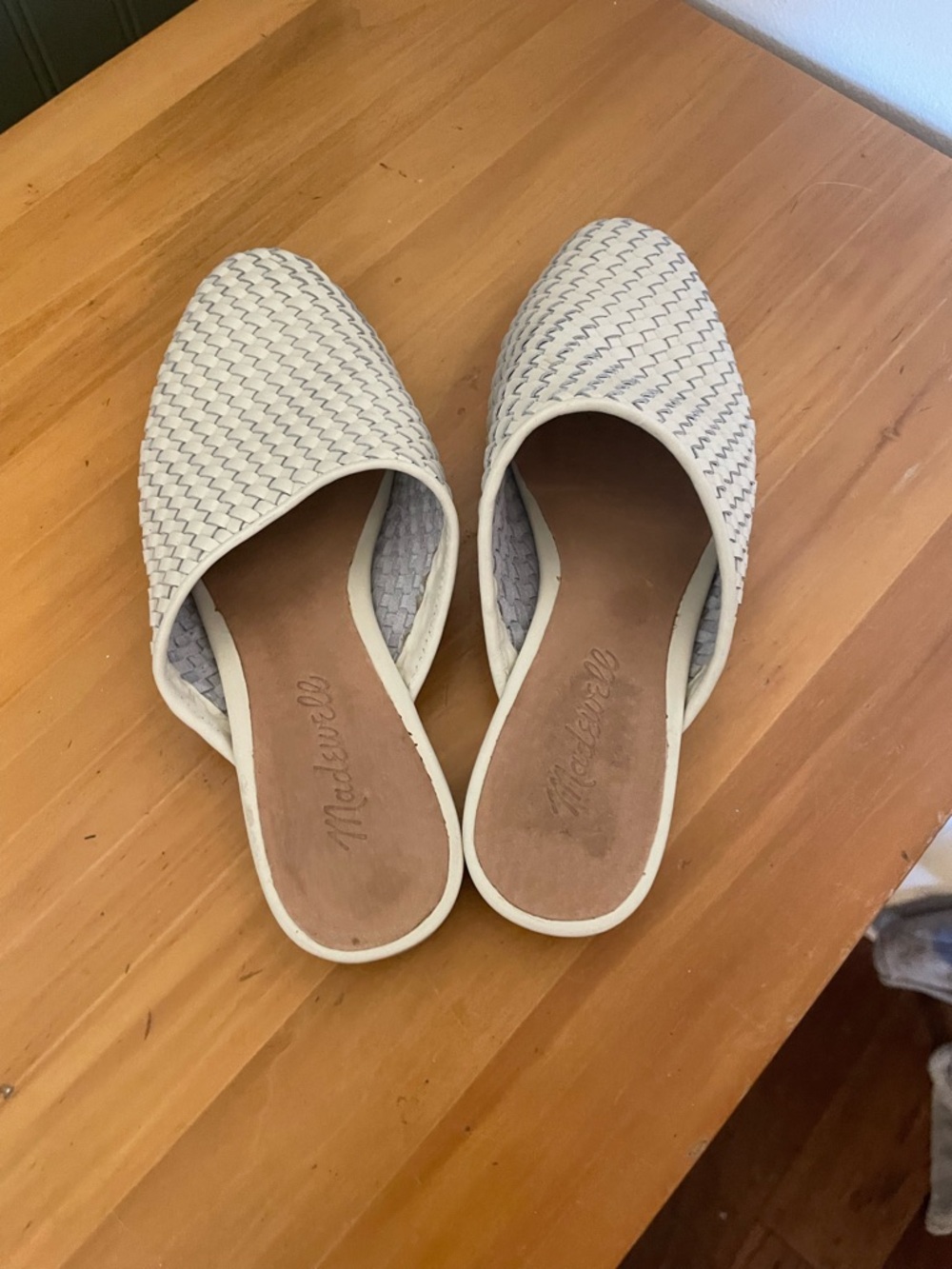 Madewell Cream Woven Slip-On Mules - Picture 2 of 3